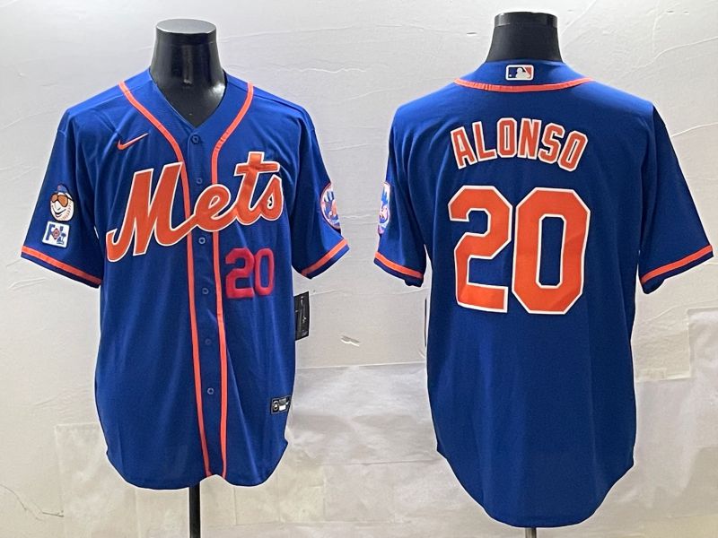 Men New York Mets #20 Alonso Blue Game 2025 Nike MLB Jersey style 3